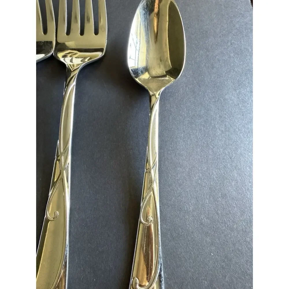 Towle 18/10 Stainless Arabesque Scroll Flatware 9 Pc Serving Lot